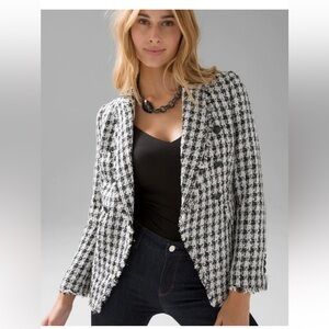 White House Black Market Tweed Houndstooth Novelty Blazer Size 6